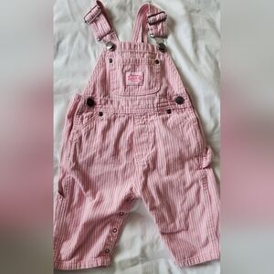 Kids Key Pink Striped Overalls